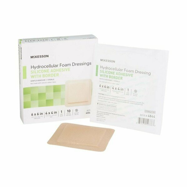 Mckesson Silicone Adhesive with Border Silicone Foam Dressing, 6 x 6 Inch, 10PK 4844